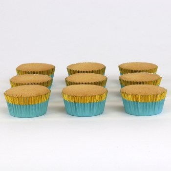 Cupcake Baking Cases - Blue with Gold Trim